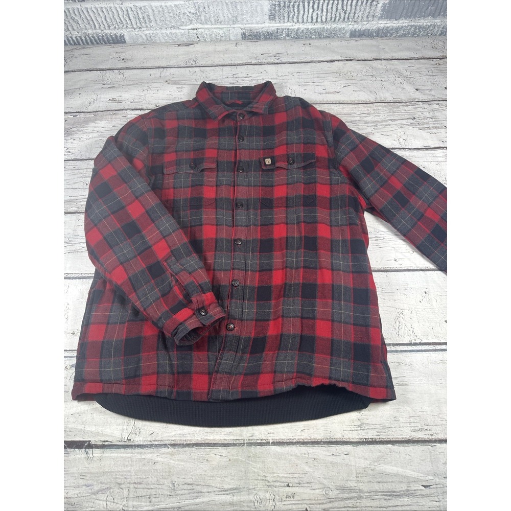 Coleman Shirt Jacket Men size XL Red Black Plaid Lined Flannel Jacket